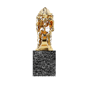 Rotating Golden Bull trophy